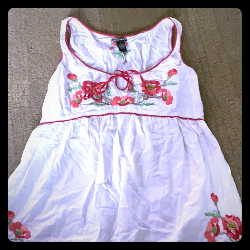 Lucky brand embroidered flower blouse